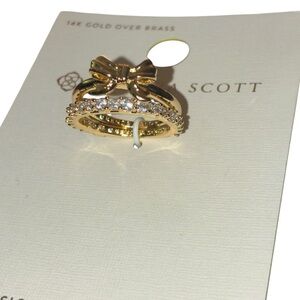KENDRA SCOTT 14k Gold Stackable Double Bow Ring Cubic Zirconia Band Sz 8 NEW NWT